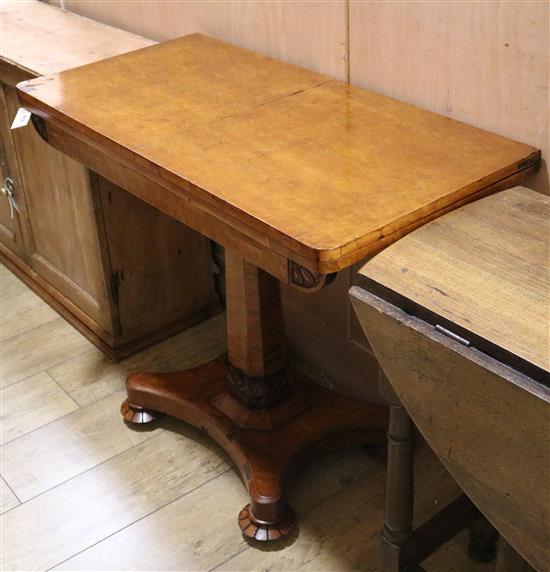 A William IV birdseye maple card table W.92cm